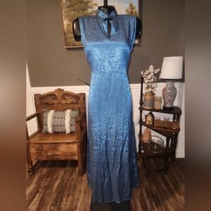 Chic Sleeveless Blue Maxi Dress